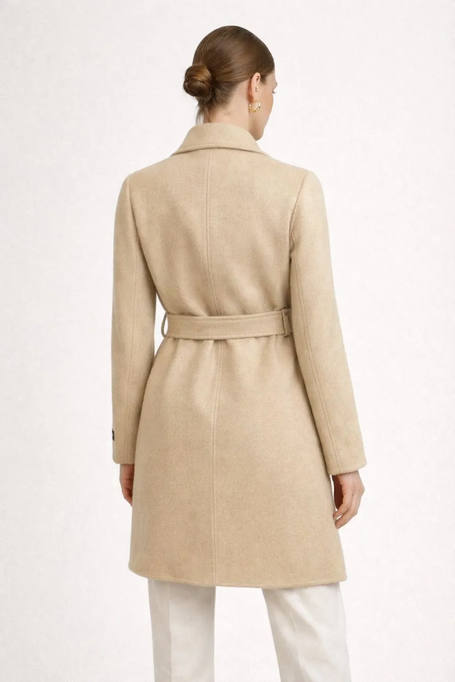 EL DİKİMİ BEJ KISA KAŞMİR KABAN