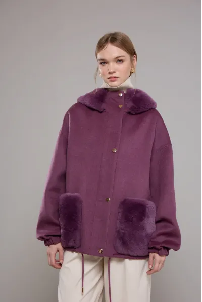 ALPAKA REX KÜRK DETAYLI KABAN BORDO