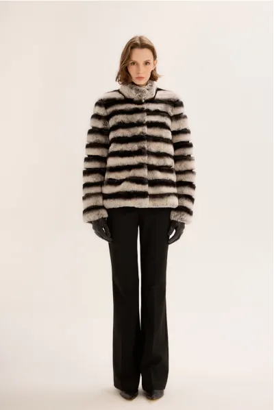 CHINCHILLA KÜRK MONT SİYAH-GRİ