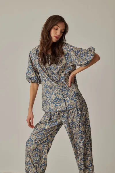 GEYİK DESENLİ BALON KOL KADIN BLUZ