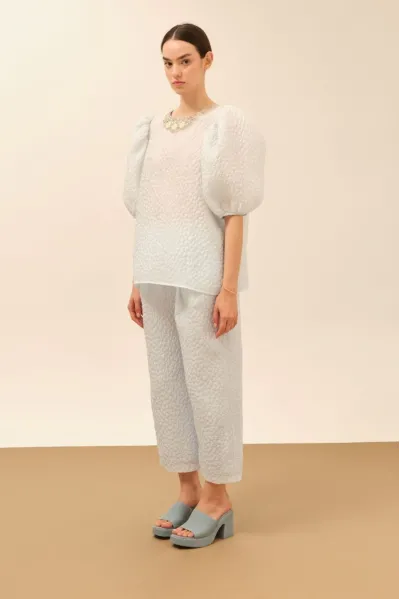 JAKARLI MAVİ KADIN BLUZ