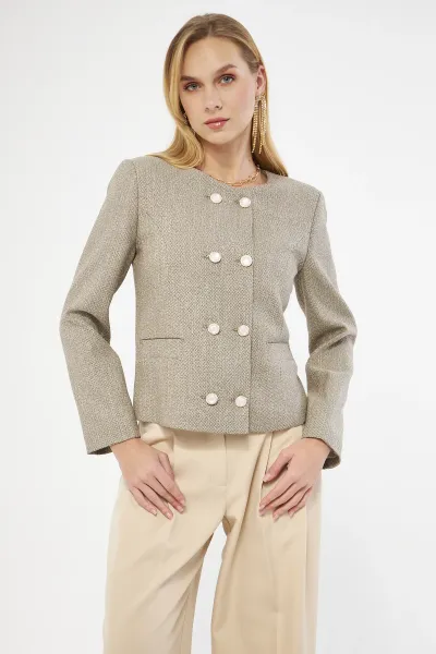 SEDEF DÜĞMELİ KLASİK KADIN CEKET