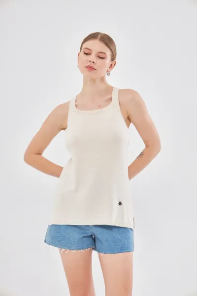 SIRT DEKOLTELİ KEMİK RENGİ TRİKO BÜSTİYER