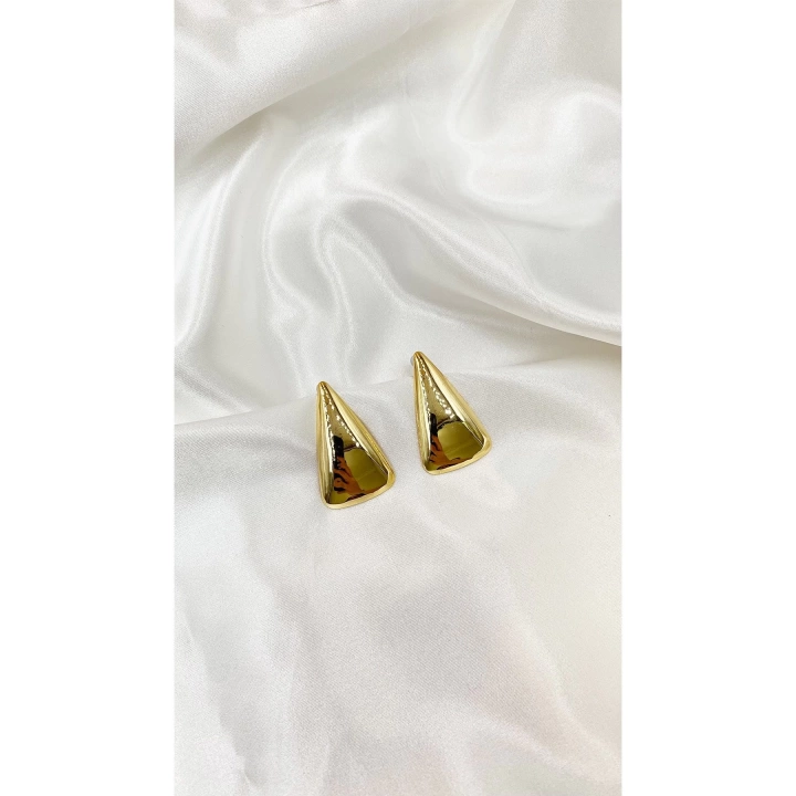 Kadın Gold Renk Büyük Boy Pinterest Üçgen Küpe