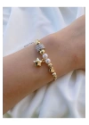 Kadın Gold Renk Yıldız Figürlü Çoklu Charm Bileklik