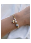 Kadın Gold Renk Kalp Figürlü Çoklu Charm Bileklik