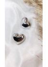 Kadın Gümüş Renk Büyük Boy Pinterest Kalpli Küpe