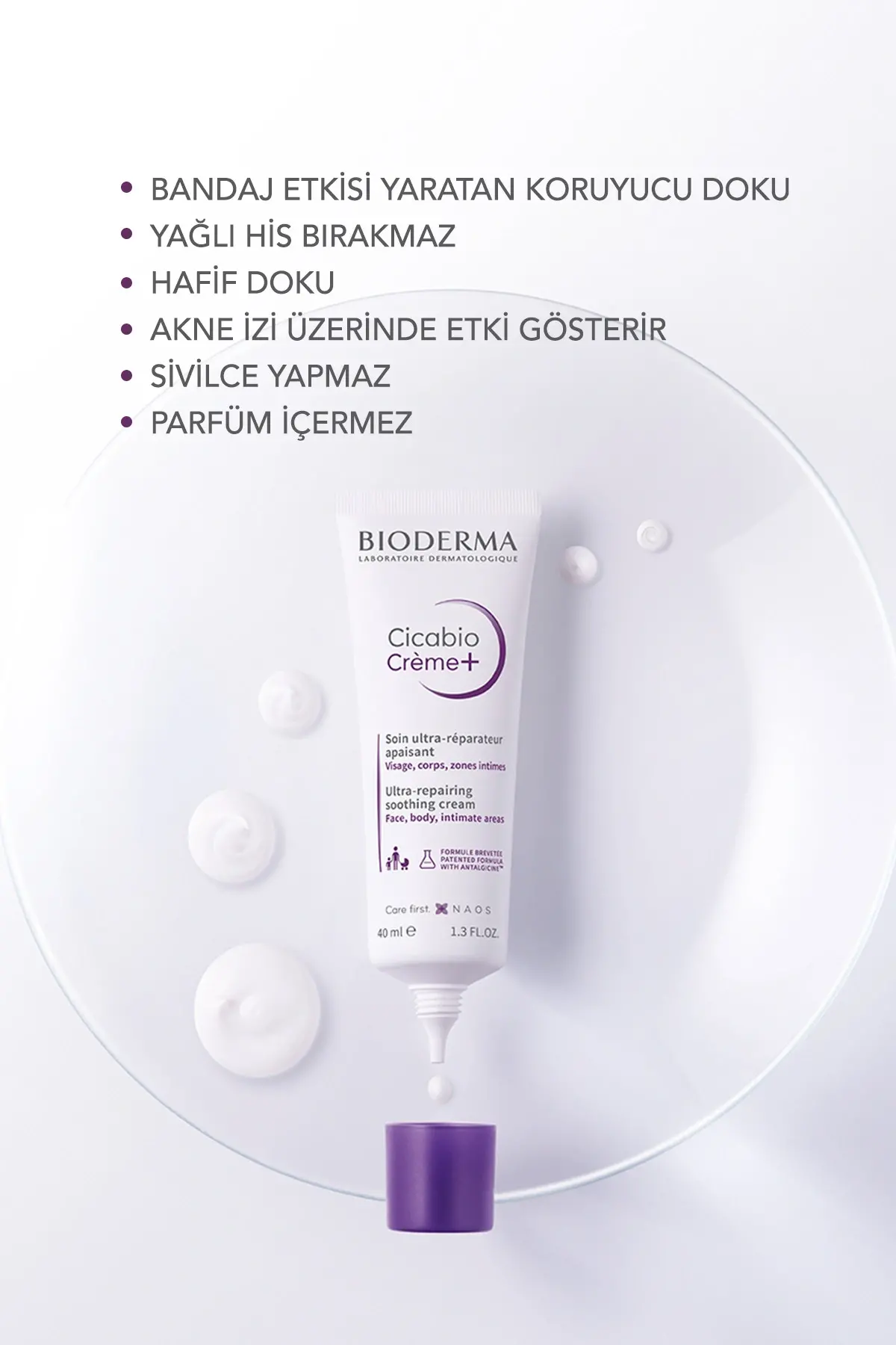 Cicabio Cream+ Onarıcı Yatıştırıcı Nemlendirici Cica Krem Bebek Çocuk Yetişkin Yüz Vücut 40 ml
