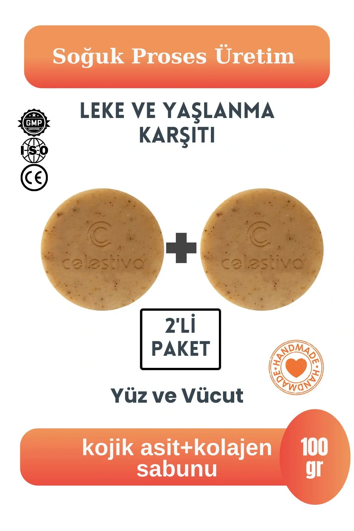 Glow Firm-kojik asit ve kolajen içerikli leke-kırışıklık karşıtı katı sabun 2 adet