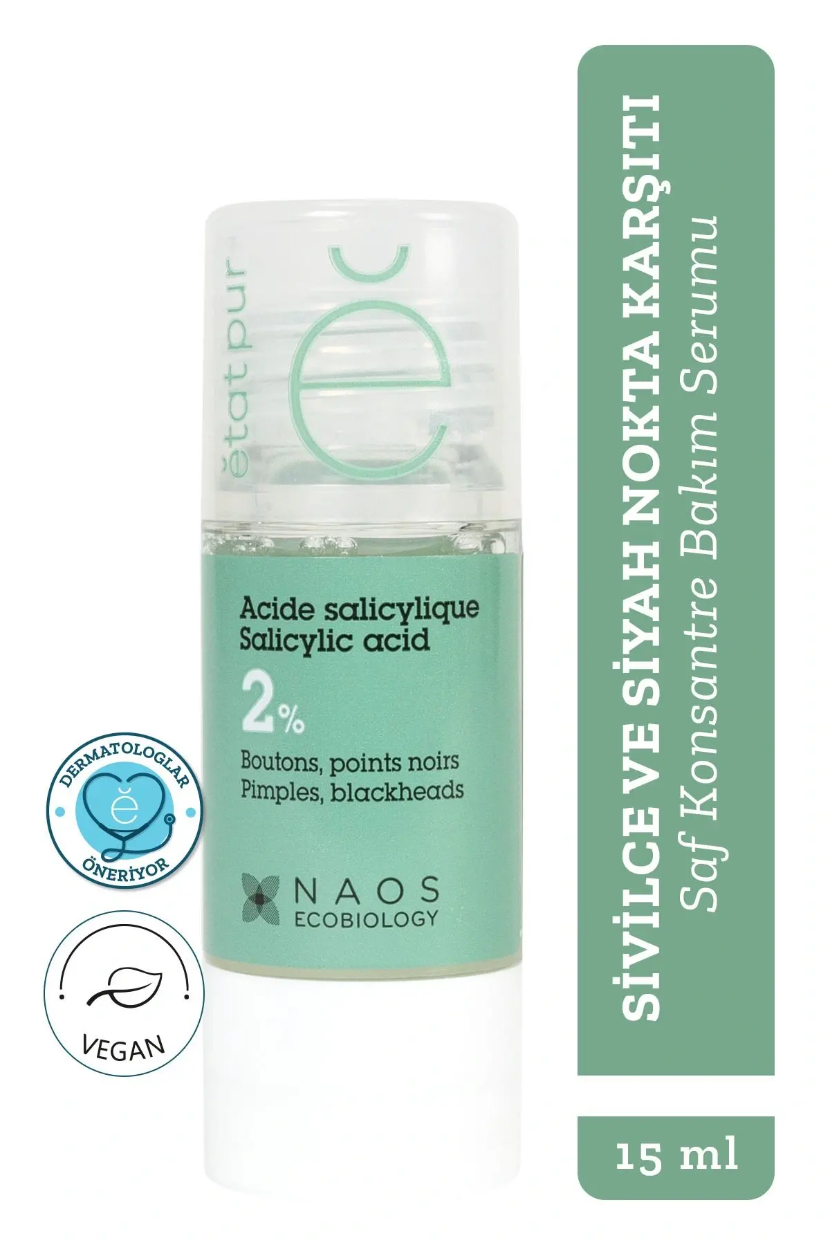 Pure Active Salisilik Asit BHA Sivilce Siyah Nokta Karşıtı Konsantre Bakım Serumu 15 mL Karma Yağlı