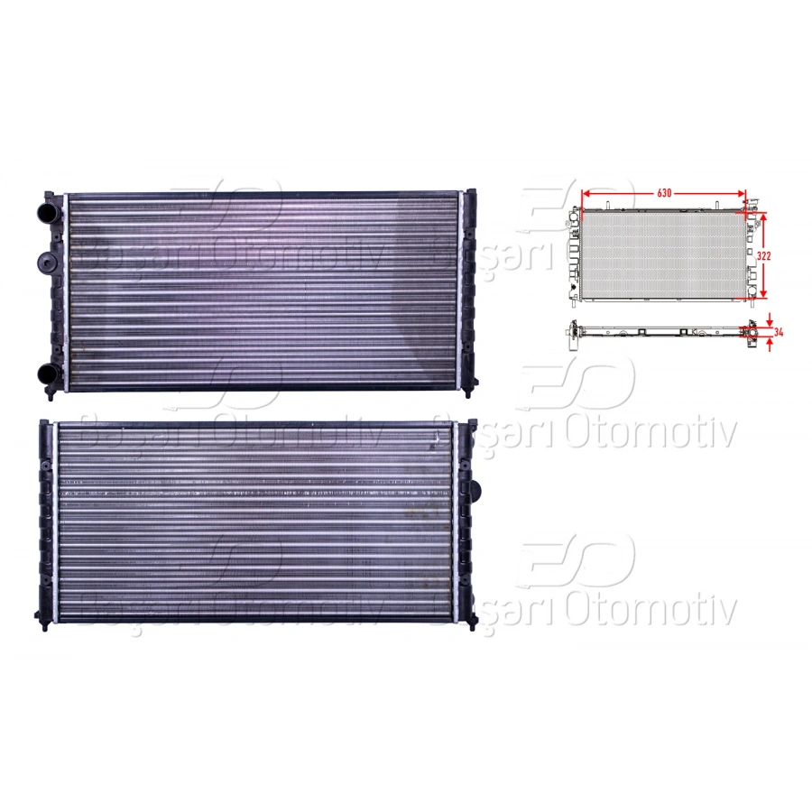 SU RADYATORU MEKANIK MT-AT 630X322X34 MM VW POLO 3 CLASSIC (6V2) 1.9 TDI 96-01 CADDY 2 MPV (9K9B) 1.9 TDI 96-04 SEAT IBIZA 2 (6K1) 1.9 TDI 93-02 CORDOBA (6K1, 6K2) 1.9 TDI 96-02 AUTOLUX 1113093-22  T1