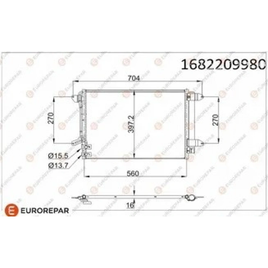 KLİMA RADYATÖRÜ JETTA 10- EUROREPAR 1682209980 T1