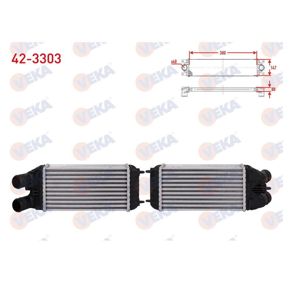 TURBO RADYATORU (INTERCOOLER) PEUGEOT 301 1.6 HDI 2012- VEKA 42-3303 T1
