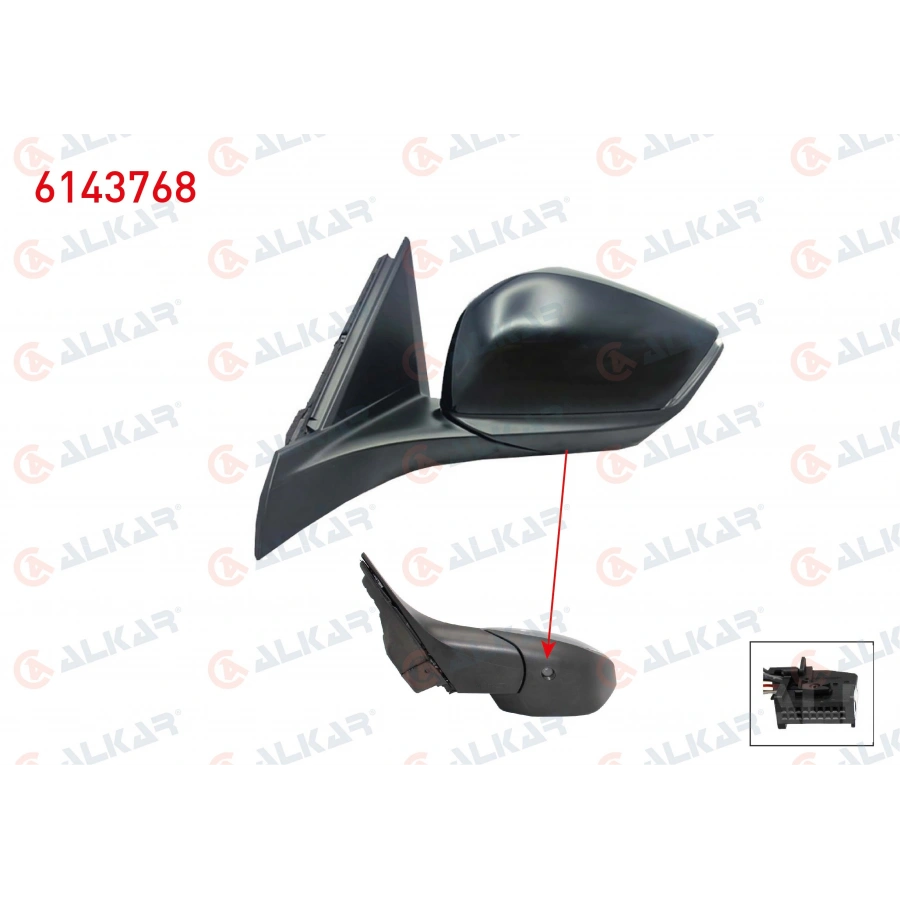 DIS DIKIZ AYNASI SOL ELEKTRIKLI ISITMALI OTOMATIK KATLANIR SINYALLI ALT AYDINLATMALI 9 PIN PEUGEOT 308 III 2021- / 308 SW 2021- / 408 II 2022- (A1)