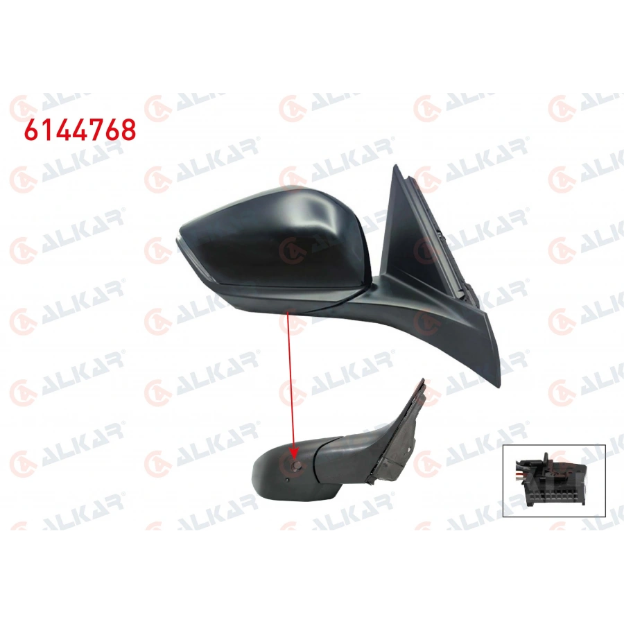 DIS DIKIZ AYNASI SAG ELEKTRIKLI ISITMALI OTOMATIK KATLANIR SINYALLI SENSORLU ALT AYDINLATMALI 11 PIN PEUGEOT 308 III 2021- / 308 SW 2021- / 408 II 2022 (A1)