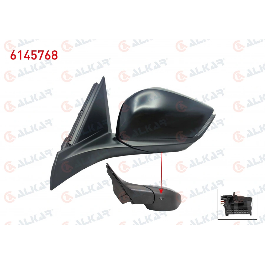 DIS DIKIZ AYNASI SOL ELEKTRIKLI ISITMALI OTOMATIK KATLANIR SINYALLI ALT AYDINLATMALI KOR NOKTALI 10 PIN OPEL ASTRA L 2021- / PEUGEOT 308 III / 308 SW III 2021- / 408 II 2022- (A1)