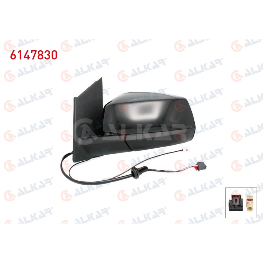 DIS DIKIZ AYNASI SOL ELEKTRIKLI ISITMALI OTOMATIK KATLANIR ANTENLI PARLAK SIYAH 7 PIN FORD TOURNEO CONNECT 2022- / VOLKSWAGEN CADDY V 2020- (A1)