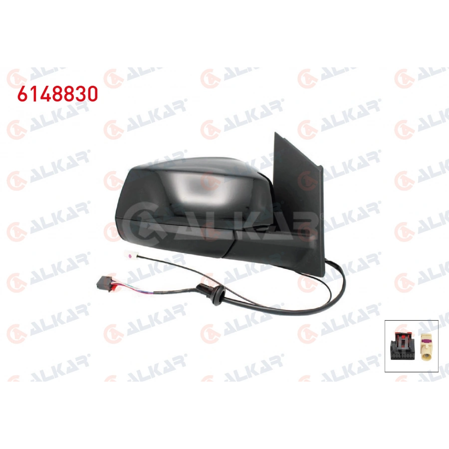 DIS DIKIZ AYNASI SAG ELEKTRIKLI ISITMALI OTOMATIK KATLANIR ANTENLI PARLAK SIYAH 7 PIN FORD TOURNEO CONNECT 2022- / VOLKSWAGEN CADDY V 2020- (A1)