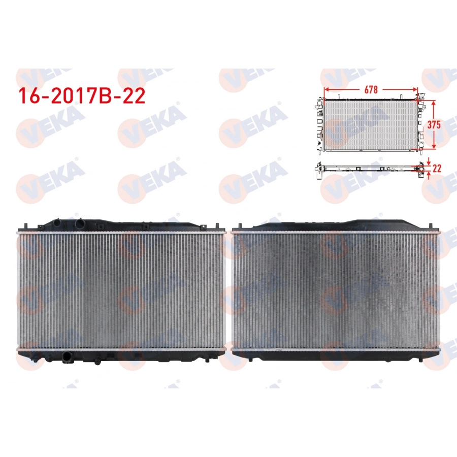 SU RADYATORU (ALT BORU SEGMANLI) BRAZING KALINLIK 22mm HONDA CIVIC VIII 1.6 M-T AC+/- 2005-2012