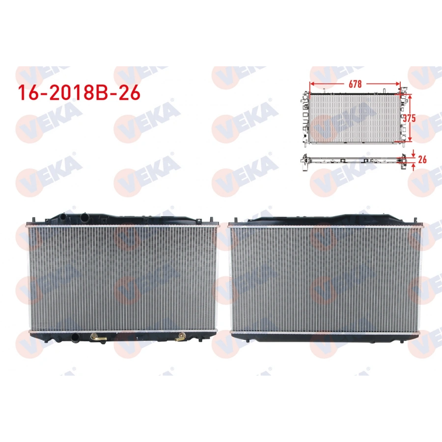SU RADYATORU (ALT BORU SEGMANLI) BRAZING KALINLIK 26mm HONDA CIVIC VIII 1.4 - 1.6 A-T AC+/- 2005-2012