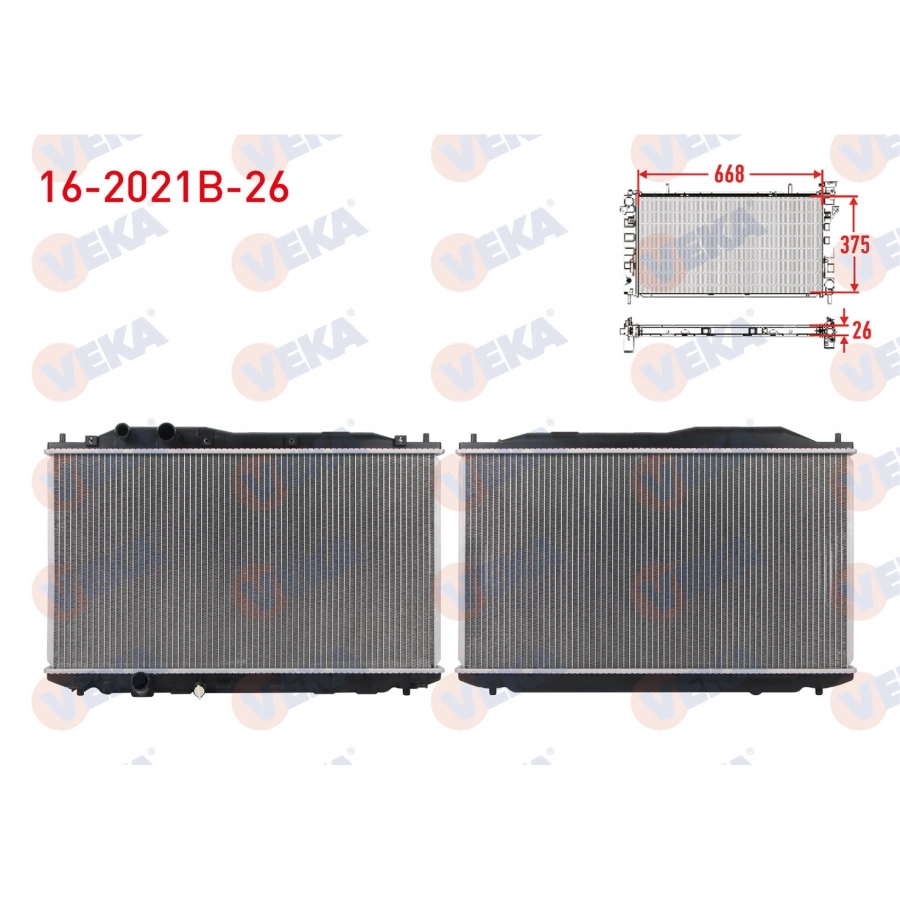 SU RADYATORU (ALT BORU KELEPCELI) BRAZING KALINLIK 26mm HONDA CIVIC VIII 1.6 M-T AC+/- 2005-2012