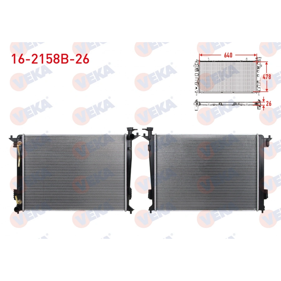 SU RADYATORU BRAZING KALINLIK 26mm HYUNDAI IX35 (LM) 2.0i 16v A-T (KORE URETIMI) 2010- / KIA SPORTAGE (SL) 2.0 CVVT A-T 2010-