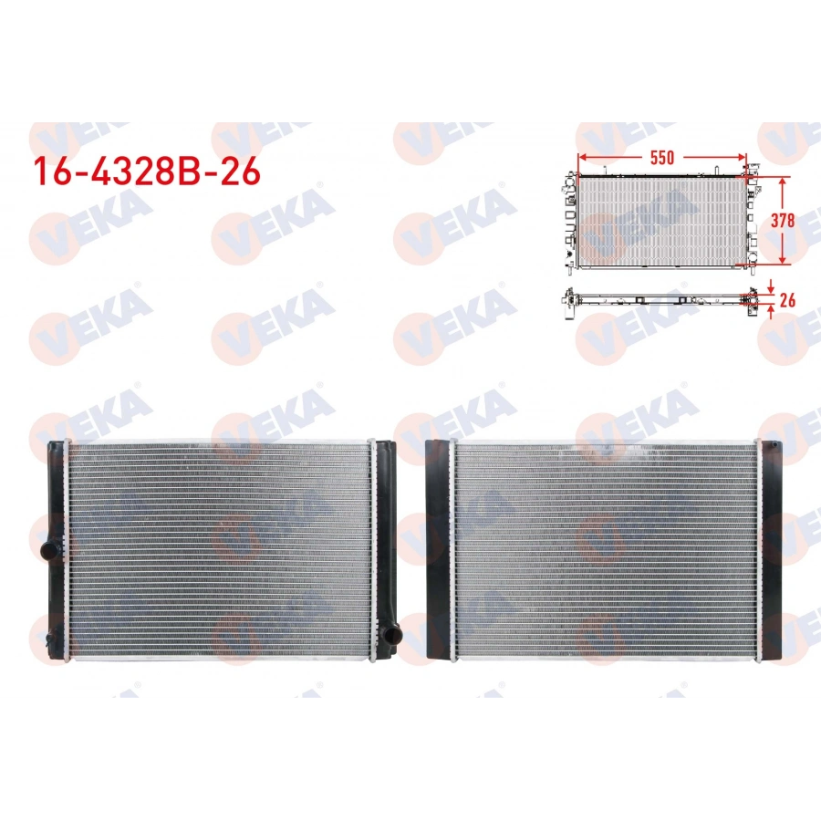 SU RADYATORU BRAZING KALINLIK 26mm TOTOYA COROLLA (E15_) 2007-2012/ COROLLA (E18_) 2012-2018/ AURIS (E15_) 2007-2012/ AURIS (E18_) 2012-2018 1.4 D-4D M-T AC+/-