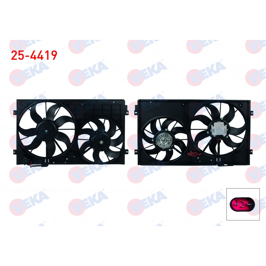 FAN MOTORU DAVLUMBAZLI CIFTLI KASA 400mm GOLF V-VI - PASSAT 1.2 TSI - 1.4 TSI - 1.6i - 1.6 TDI 03-13/ A3 1.2 - 1.4 - 1.6 03-12/ LEON 1.2 TSI - 1.4 TSI - 1.6 TDI 05-12/ SUPERB 1.6 TDI 10-15