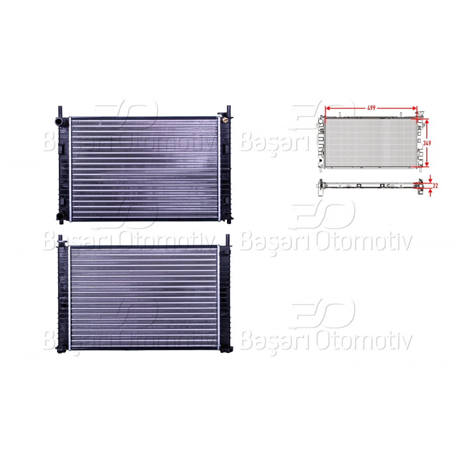 SU RADYATORU MEKANIK MT 499X349X22 MM FORD FIESTA 5 1.3 1.4 TDCI 01 > AUTOLUX 3113025-22 T1