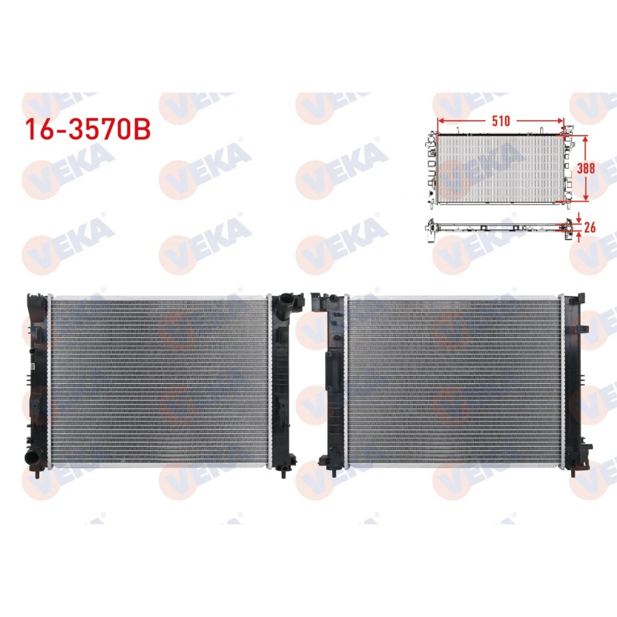 SU RADYATORU BRAZING RENAULT CLIO V 1.5 Blue dCi 2019- / CAPTUR II 1.5 Blue dCi 2020- VEKA 16-3570B T1