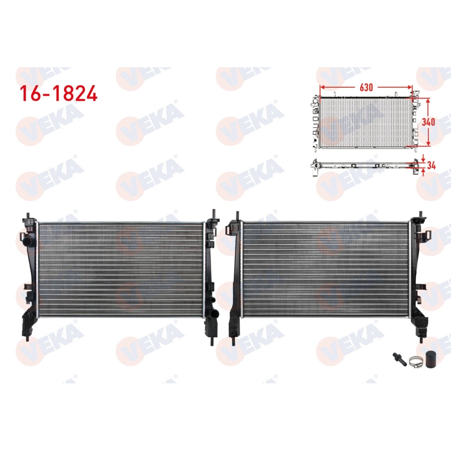 SU RADYATORU MEKANIK FIAT FIORINO 1.3 MJT M-T 2007- / CITROEN NEMO 1.3 HDi - 1.4 HDi 2008- / PEUGEOT BIPPER 1.3 HDi - 1.4 HDi 2008- VEKA 16-1824 T1