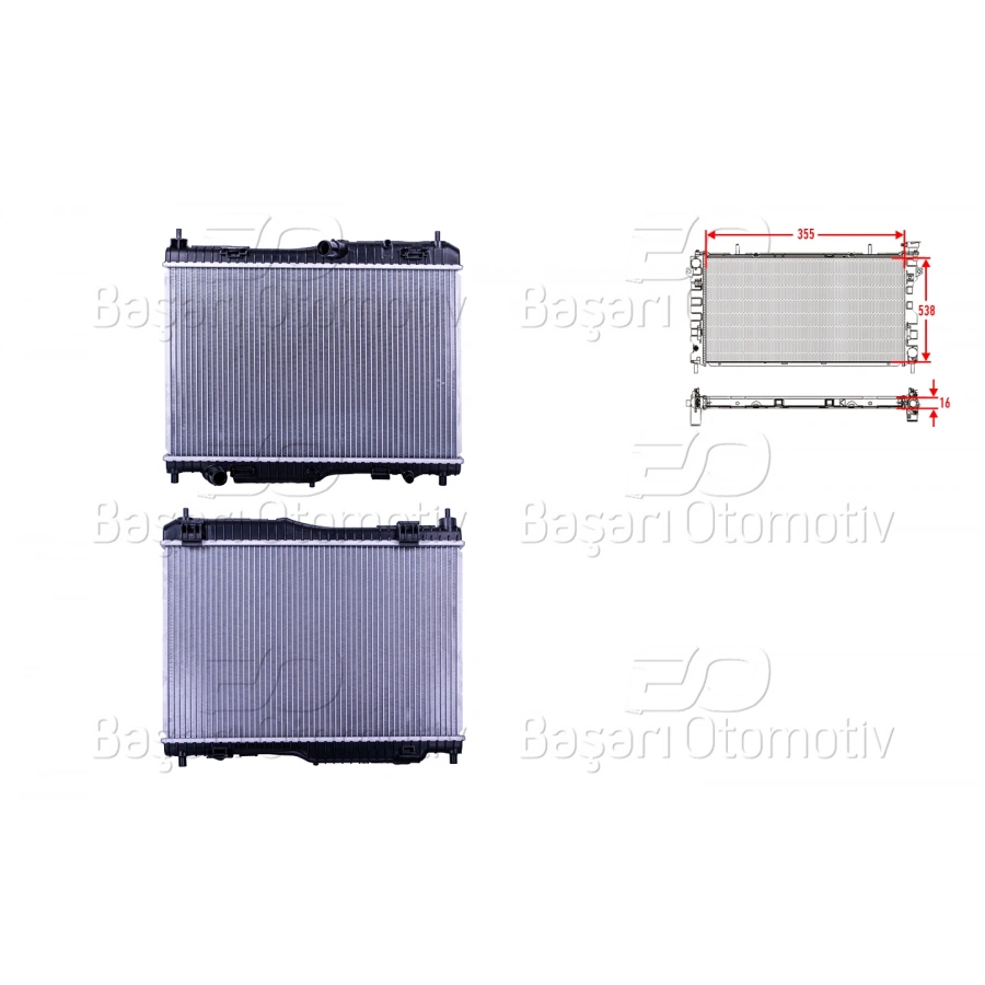 SU RADYATORU BRAZING AT 355X538X16 MM FORD FIESTA 1.4 09> WISCO 3113329-00 (T1)
