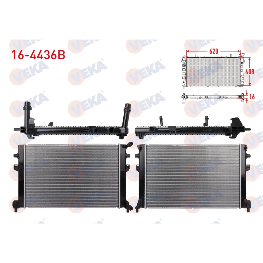 EK SU RADYATORU BRAZING KLIPSLI VOLKSWAGEN GOLF VII (5G1) 1.6 TDI A-T/M-T 2012- VEKA 16-4436B T1