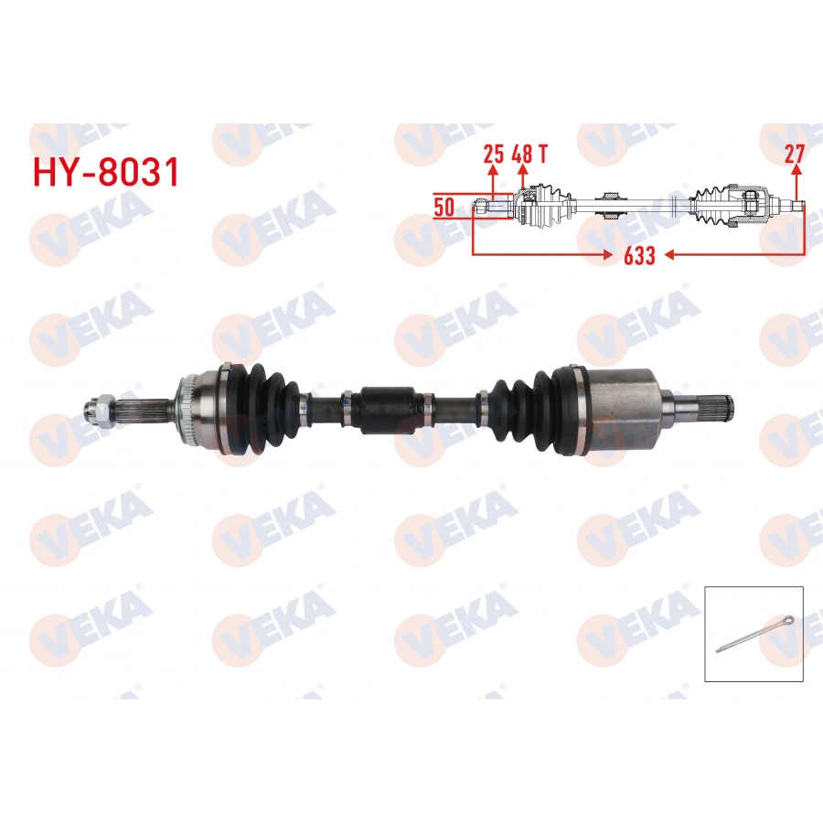 KOMPLE AKS SOL ON HYUNDAI ACCENT ERA 1.5 CRDI ABSLI 48 DIS UZUNLUK 633mm 2006-2012 / KIA RIO II (JB) 1.5 CRDI 2005-2011