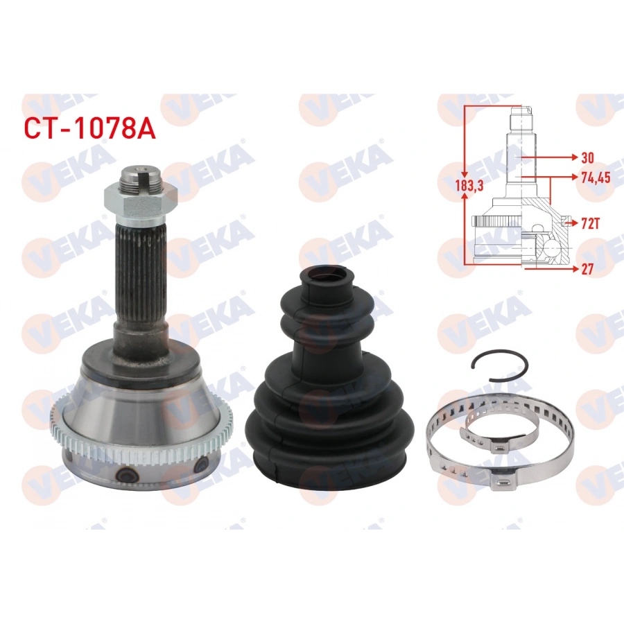 AKS KAFASI ON DIS KARSAN J9 PREMIER 2.8 D ABSLI 72 DIS 30X27X74,5 UZUNLUK 183,3 mm 2007-2010