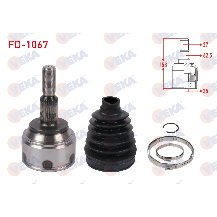 AKS KAFASI SAG ON DIS 27X35X62,5 UZUNLUK 158mm FORD TOURNEO CONNECT (V408) 1.5 TDCI 5 M-T 2015- / TRANSIT CONNECT 1.5 TDCI 5 M-T 2015-