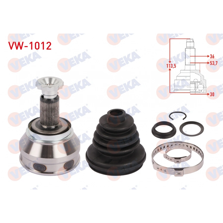 AKS KAFASI SAG ON DIS UZUNLUK 113,5mm VW POLO (9N_) 1.4 A-T 2001-2012/ IBIZA (6L1) 1.4 A-T 2002-2007 / CORDOBA (6L2) 1.4 2002-2007/ SKODA FABIA (6Y2) 2001-2012