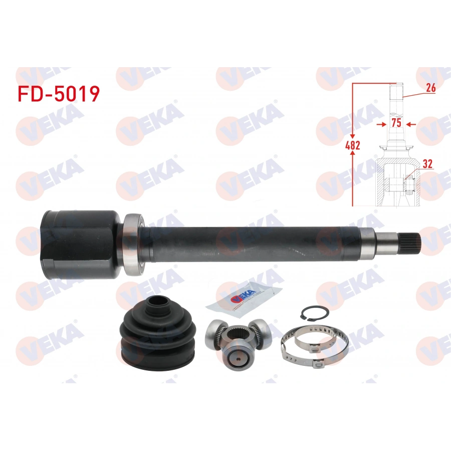 AKS KAFASI SAG ON IC 26X32X75 UZUNLUK 482mm FORD FOCUS 1.6 TDCI A-T 2015- / FORD TRANSIT CONNECT 1.5 TDCI 2015-