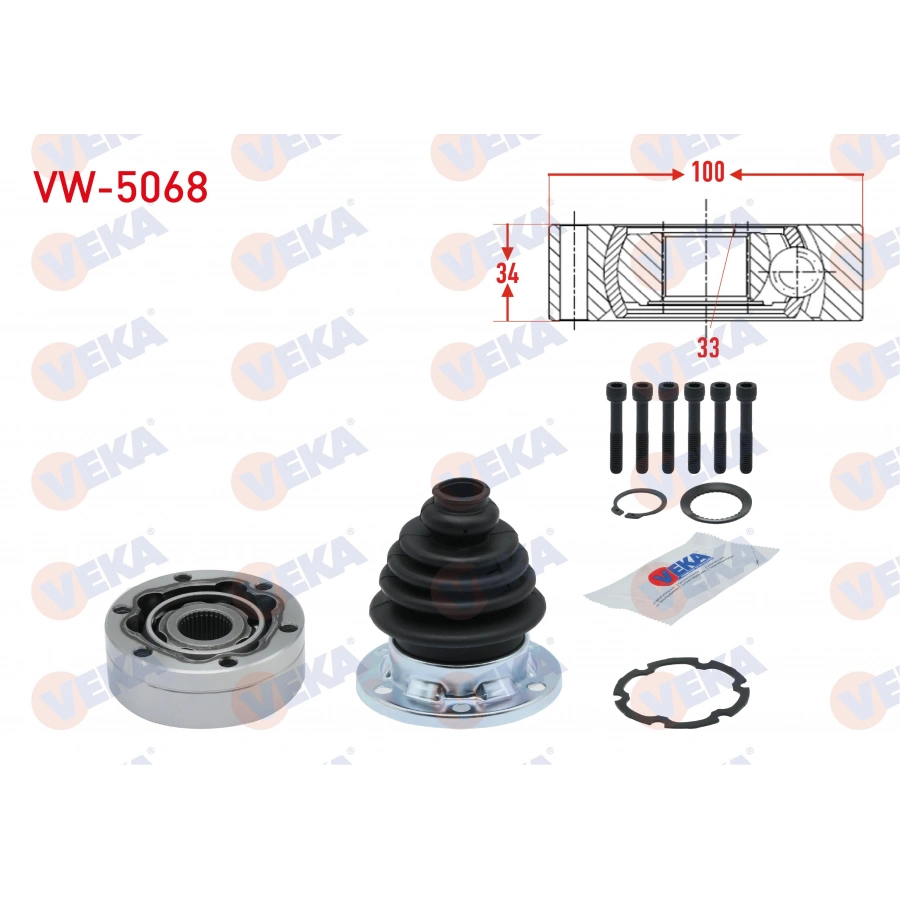 AKS KAFASI SAG ON IC 33X34X100 VOLKSWAGEN GOLF III (1H1) 1.9 D 1991-1999