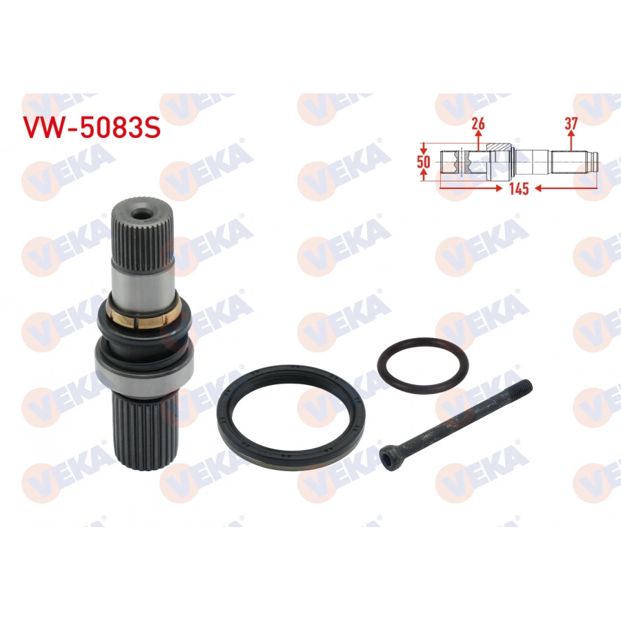 AKS KAFASI SAG ON IC FREZE EK MILI 26X37X50 UZUNLUK 145 mm VW TRANSPORTER T6 2.0 TDI 102PS / 114 PS 5 ILERI 2009-