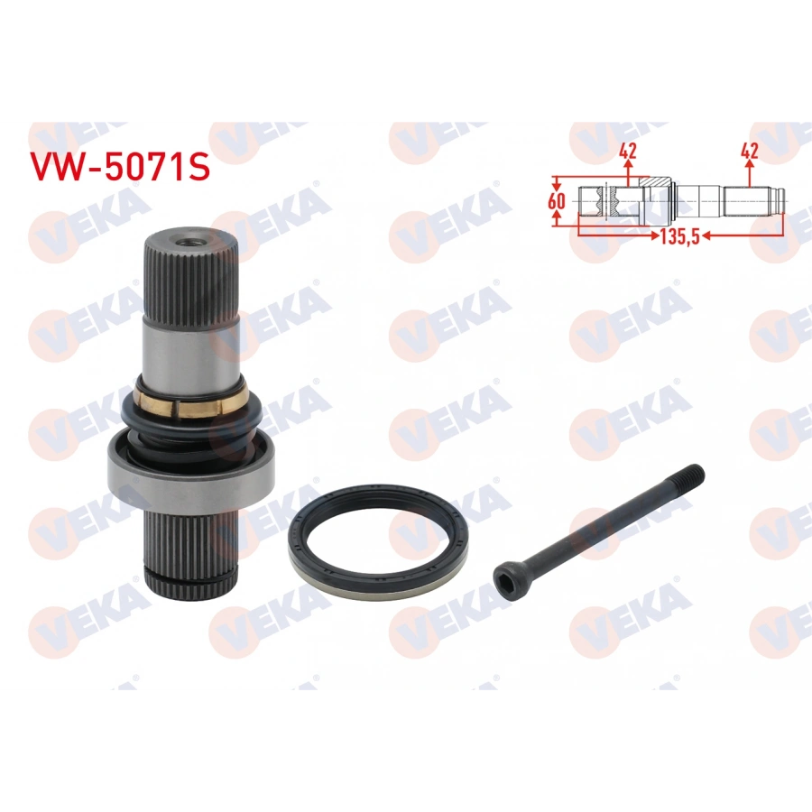 AKS KAFASI SAG ON IC FREZE EK MILI 42X42X60 UZUNLUK 135,5 mm VW TRANSPORTER VI 2.0 TDI - 2.0 BITDI 140 HP 2015-