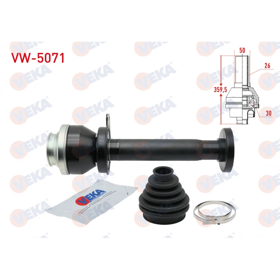 AKS KAFASI SAG ON IC VOLKSWAGEN TRANSPORTER VI 2.0 TDI M-T 26X30X50 UZUNLUK 359,5 mm 2015-