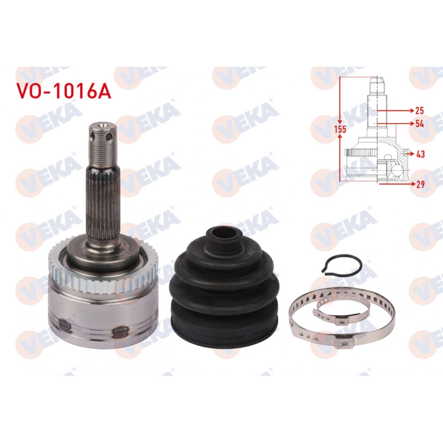 AKS KAFASI SOL ON DIS ABSLI 43 DIS UZUNLUK 155mm VOLVO S40 I 1999-2003 / V40 I 1999-2004