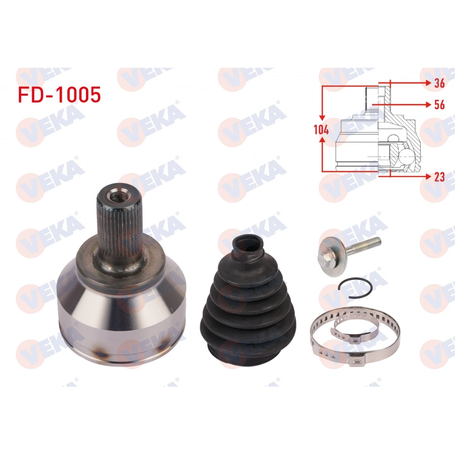 AKS KAFASI SOL ON DIS UZUNLUK 104mm FORD FOCUS II (DA) 1.6 TDCI 2004-2011