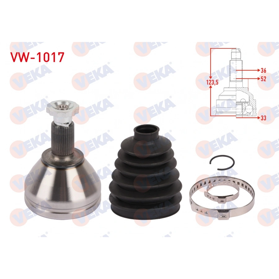 AKS KAFASI SOL ON DIS UZUNLUK 123,5mm VOLKSWAGEN POLO (AW1) 1.0 TSI DSG 2017-/ SEAT IBIZA V (KJ1) 1.0 TSI DSG 2017- / SKODA KAMIQ (NW4) 1.0 TSI DSG 2018-