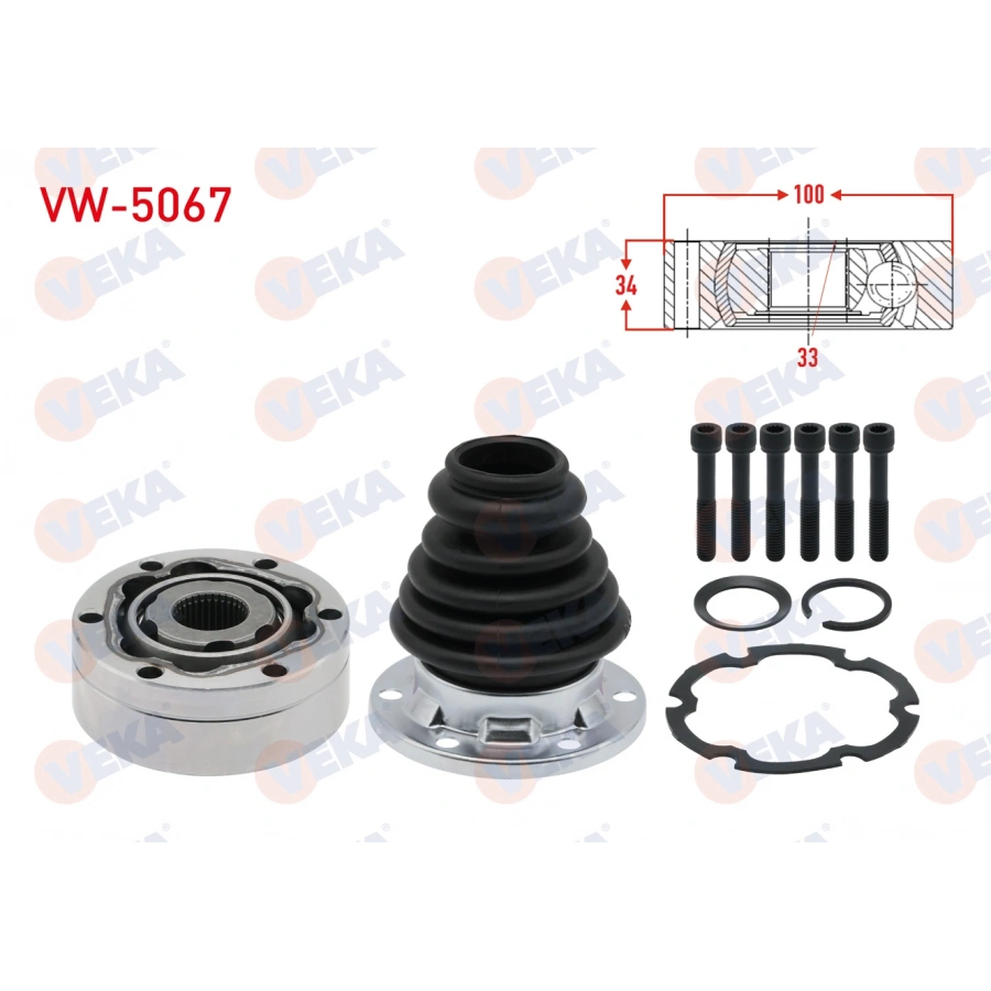 AKS KAFASI SOL ON IC 33X34X100 VW GOLF III (1H1) 91-99/ GOLF IV (1J1) TDI 97-05/ GOLF V (1K1) 03-09/ JETTA II 82-92/ JETTA III (1K2) 05-10/ PASSAT (3A2) 1988-1997/ PASSAT (362) 08-12