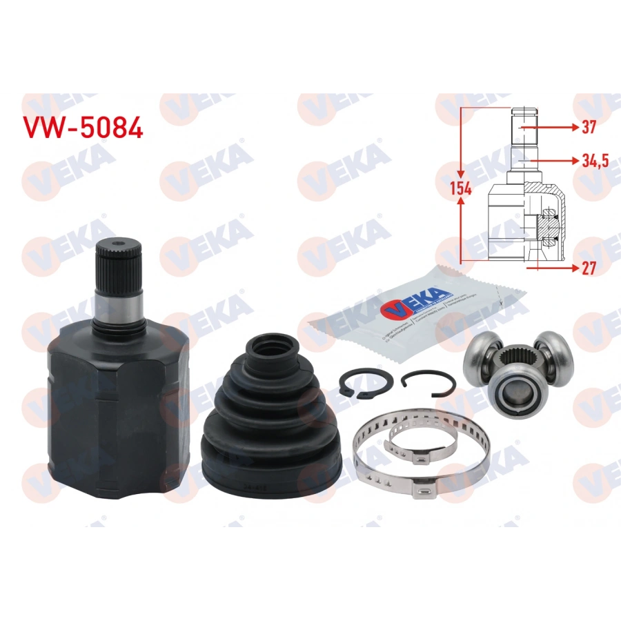 AKS KAFASI SOL ON IC 37X27X34,5 UZUNLUK 154mm VOLKSWAGEN TRANSPORTER VI 2.0 TDI 140 HP A-T 2009-