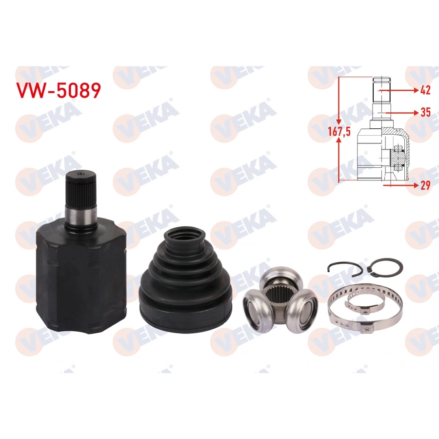 AKS KAFASI SOL ON IC 42X29X35 UZUNLUK 167,5mm VOLKSWAGEN CRAFTER 2.0 TDI A-T M-T 2016- / MAN TGE 2.0 TDI A-T M-T 2016-