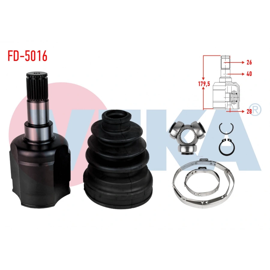 AKS KAFASI SOL ON IC FORD MONDEO IV 2.0 TDCI M-T 26X28X40 UZUNLUK 179,5mm 2007-2014
