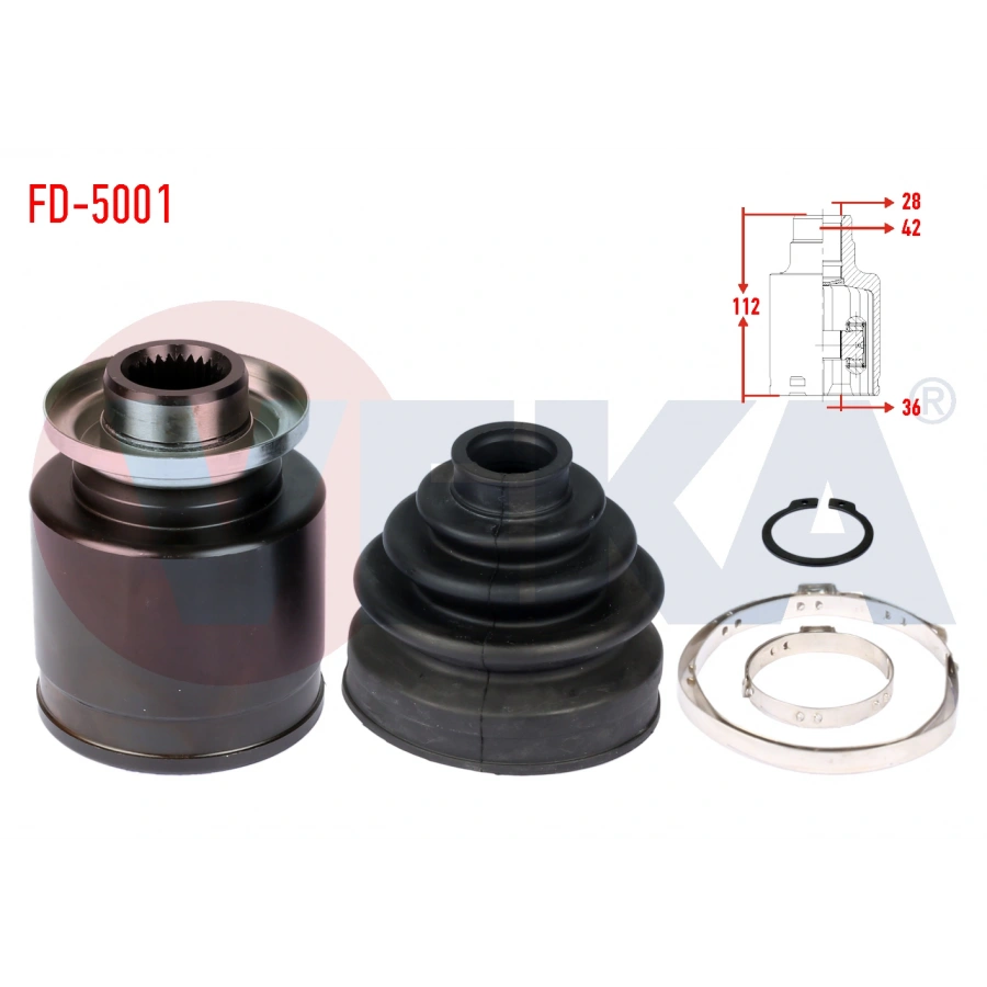 AKS KAFASI SOL ON IC FORD RANGER (ET) 2.5 TD 28X36X42 UZUNLUK 112mm 2006-2011